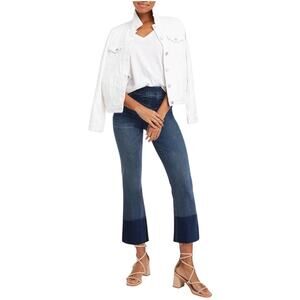 Spanx Cropped Two Tone Denim Flare Jeans Small EUC